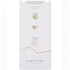 Unwritten 14k Gold Flash-Plated Crystal Heart, Evil Eye & Rose Quartz Charms NWT